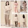 IDOHEMO Long Sleeve Fleece Pajamas with Loungewear for and Size L Women's Blanket, Sleepwear, Spring, Autumn, Winter, Beige,