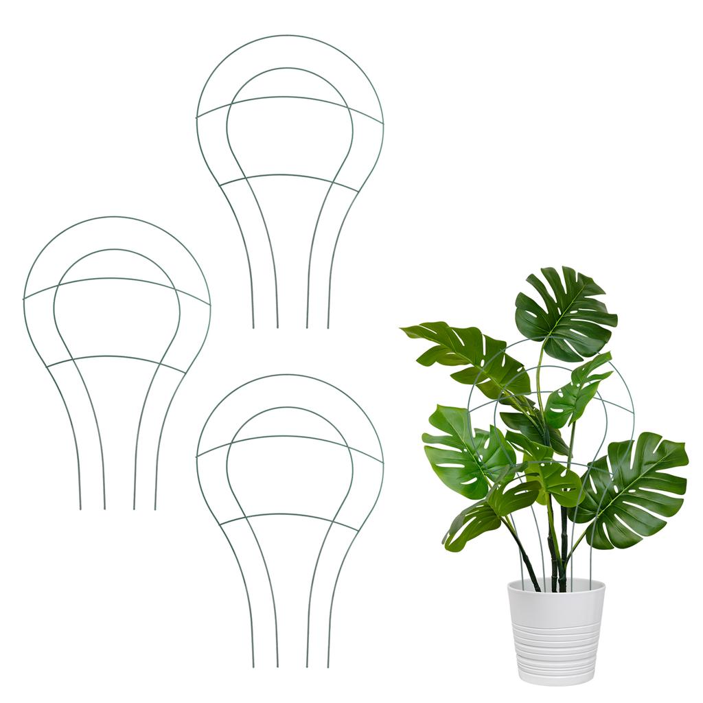 KADAX Potted Ladder Support For Plants Flowers Steel Stake Green 3pcs
