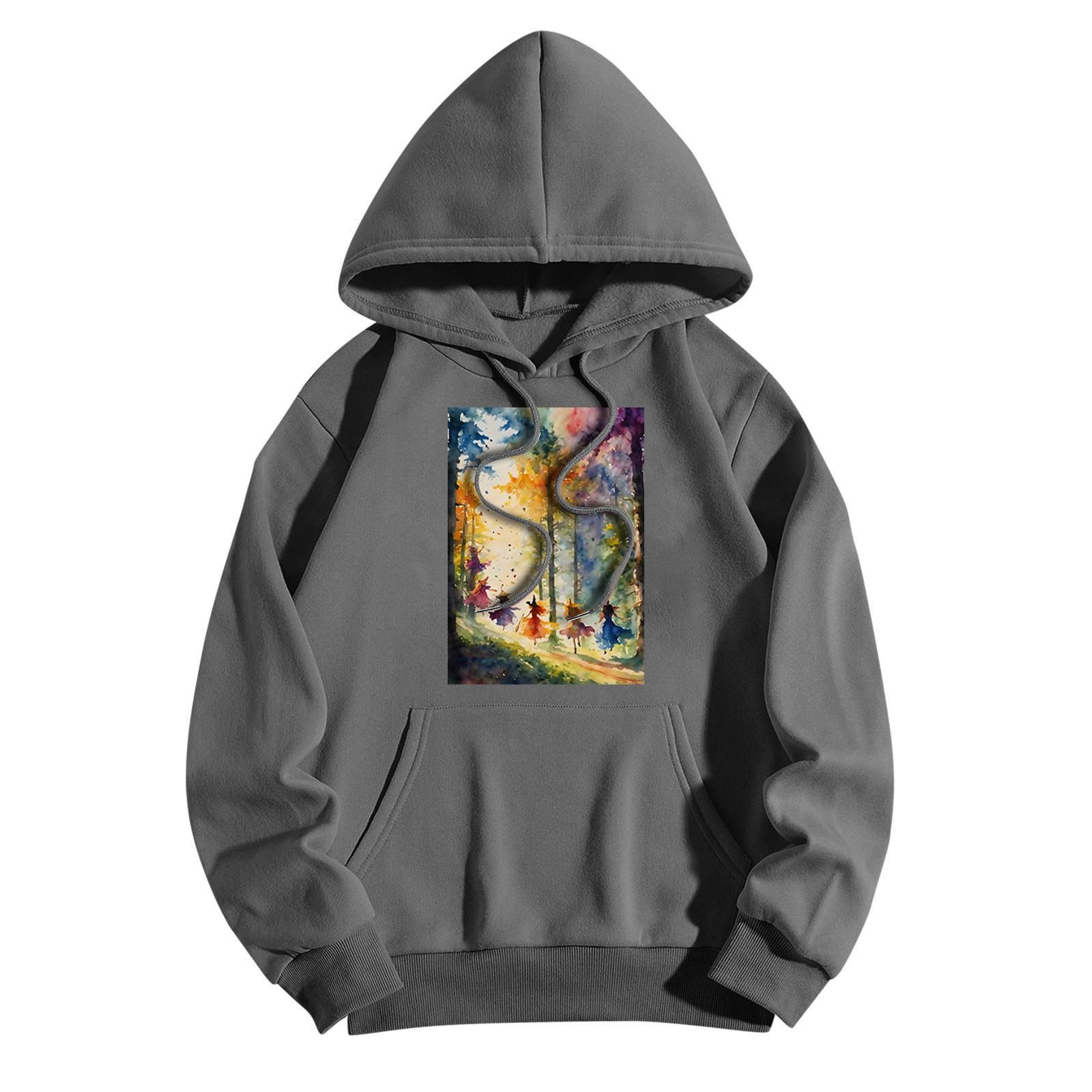 Женская модная повседневная толстовка с капюшоном и принтом ведьмы на Хэллоуин — фото 11