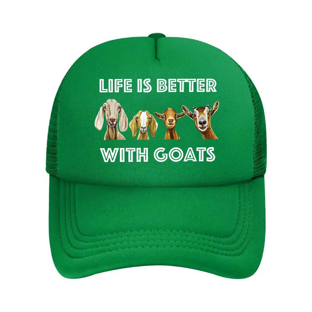 Life Better Goats Graphic Goat Lover Mesh Baseball Cap For Womens Unisex FeUnisex Beach Dad Hat Hip Hop