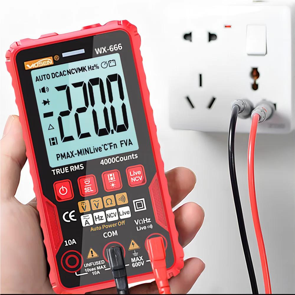 JCD WX666 Digitales Mini-Multimeter Tester Auto Multimetro True RMS Transistor-Messgerät mit NCV Datenhalte 4000 Zählungen Taschenlampe