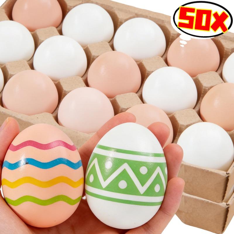 50/10Pcs Plastic Fake Eggs Easter DIY Painting Craft Simulation Eggs Home Decoration Easter Theme Party Gift Kids Toys Supplies