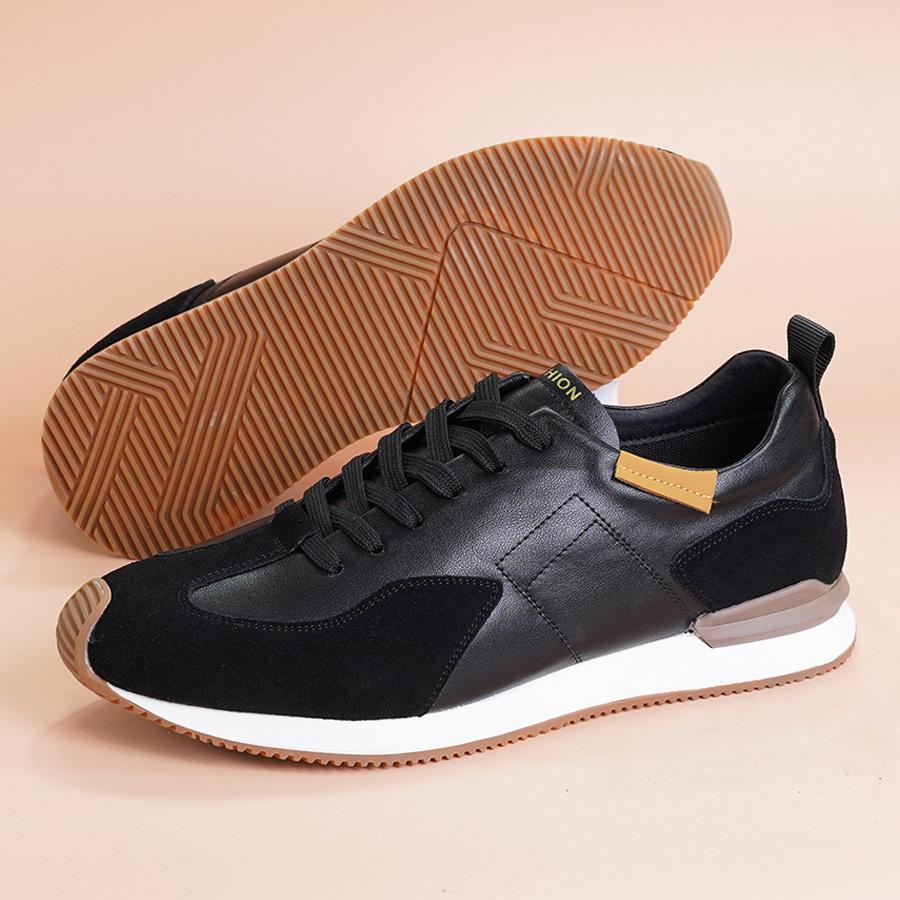 Men's Shoes 2025 Spring New Leather Breathable Sports and Leisure Forrest Gump Shoes Men's Trend Versatile Platform Dad Shoes