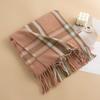 Vintage British Style Cashmere Fringed Scarf Women's Fashion Commuter Cold-proof and Warm Scarf Shawl