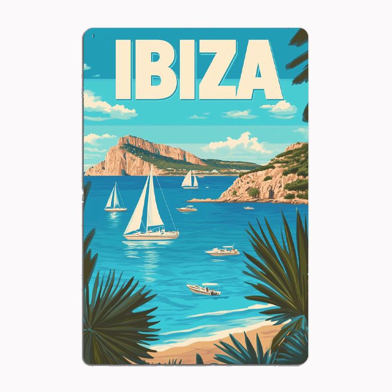 Ibiza Minimalist Vector Art  Poster Metal Plaque Poster Club Home Bar Cave Classic Plaques Tin Sign Room Wall Decor