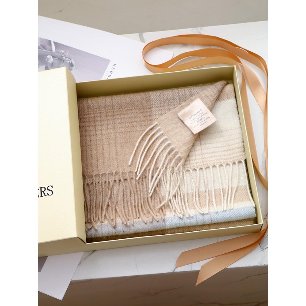 Лучшие товары в Великобритании 100% шерстяной клетчатый шарф женский зимний студенческий — фото 33