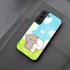 Fun Cartoon Peach Mochi Cat Phone Case Glass For Samsung Galaxy S23 S24 S21 S25 S22 S20 Ultra Fe Plus A55 A15 A14 Coque