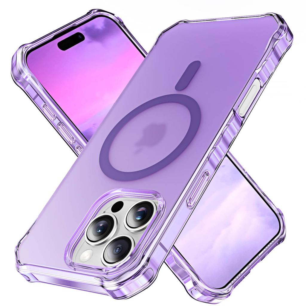 Magnetic for iPhone 16/15/14/13/12 Pro Max Case Slim Translucent Matte Shockproof [Compatible with Magnetic][Anti-Yellowing]