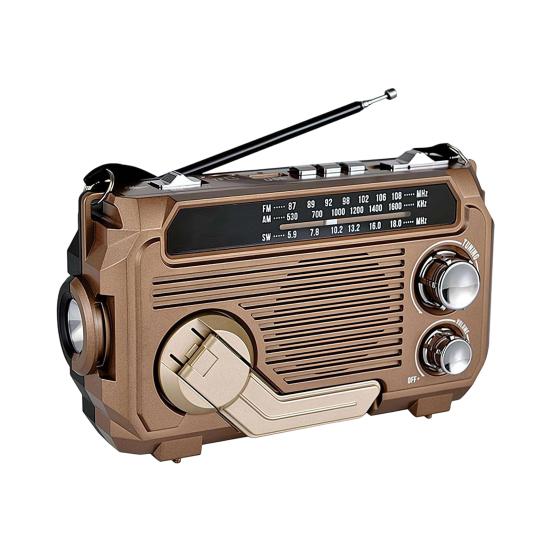 Solar Hand Crank Emergency Radio Rechargeable Waterproof Bluetooth-compatible Speaker AM/FM Solar Powered Radio