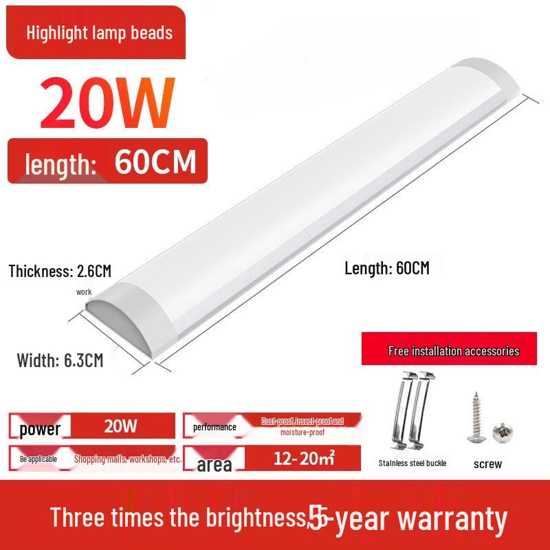 Водонепроницаемый светодиодный потолочный светильник: 1,2-метровая встроенная светодиодная лента дневного света для офиса и дома