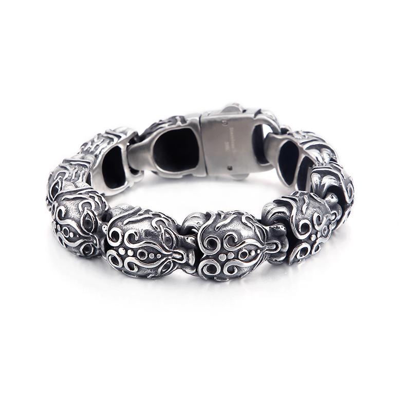 

Fongten 22cm Skull Bracelet for Men Stainless Steel Square Zircon Chain Heavy Bangle Bracelet Male Skeleton Jewelry Christmas 22cm