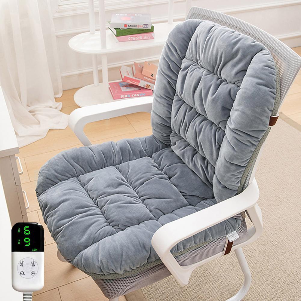 Plush Fabric Seat Cushion Usb Seat Cushion with Anti-slip Bands for Office Chair Chair Winter Thickened Keep Warm Computer Chair