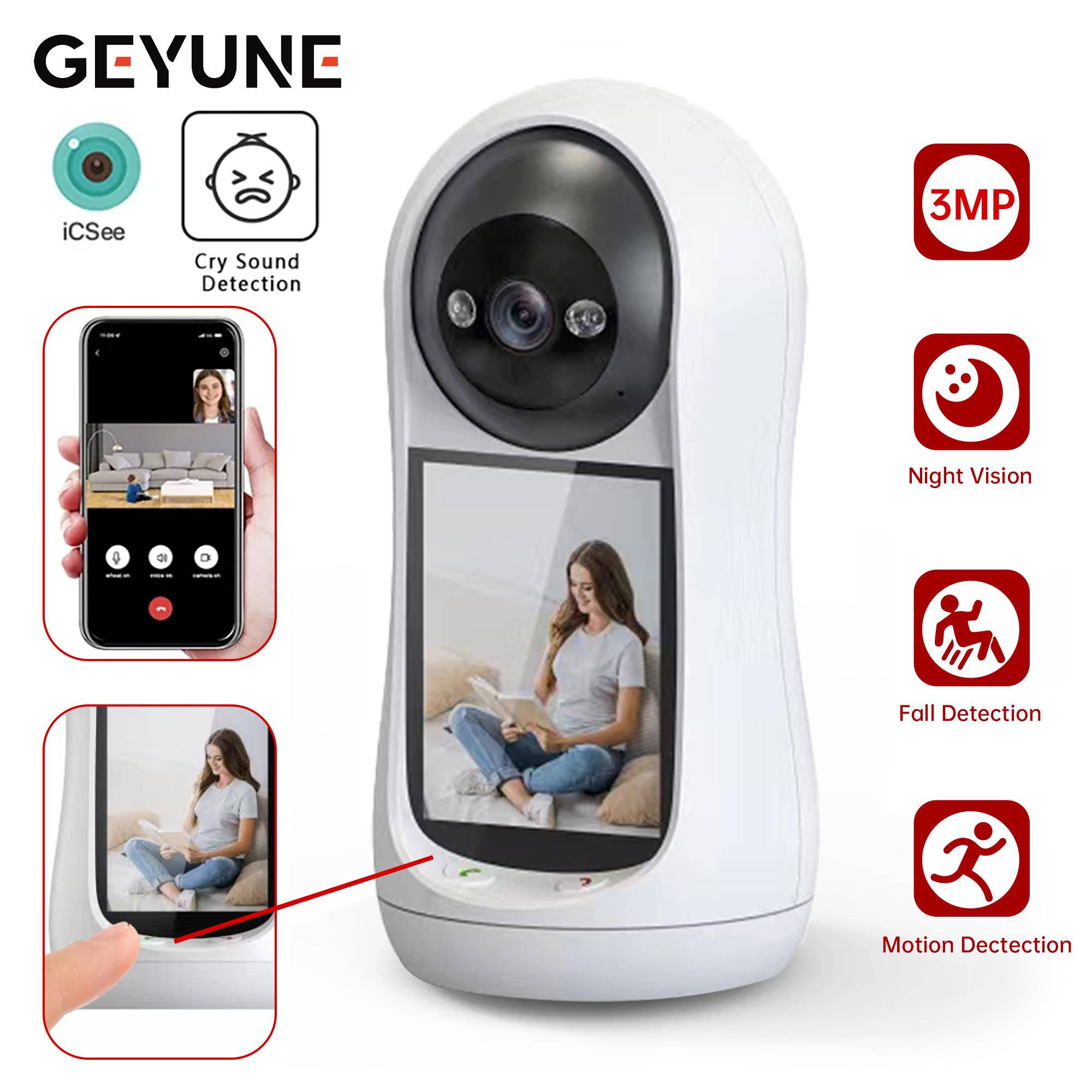 Wifi 2K 3MP 2.8 inch IPS Screen Human Tracking Two Way Audio PTZ Video Calling Intercom Smart Baby Monitor Camera Icsee Eu plug белый
