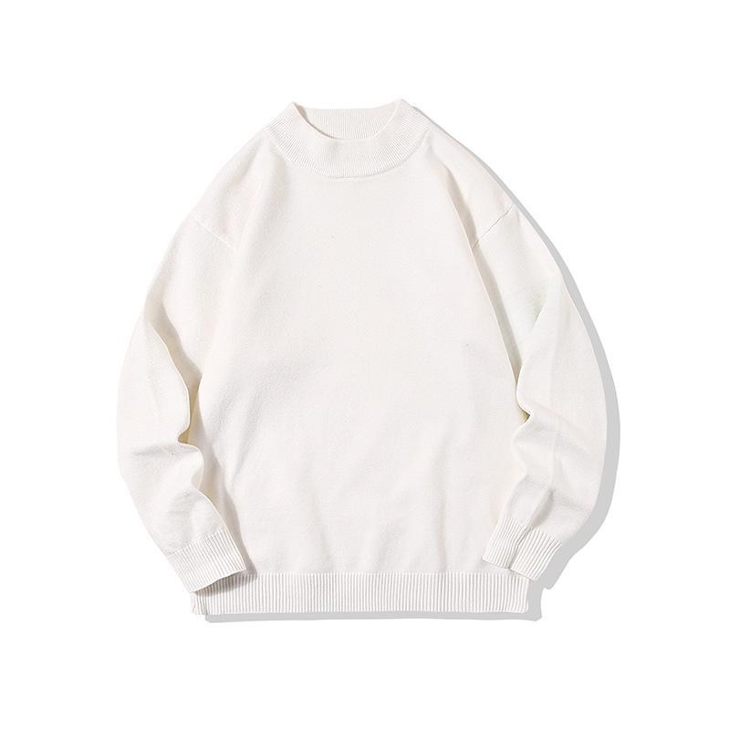 Men's Trendy Loose Round Neck Sweater - Spring/Autumn Solid Color Knitwear, Hong Kong Style Casual Outerwear
