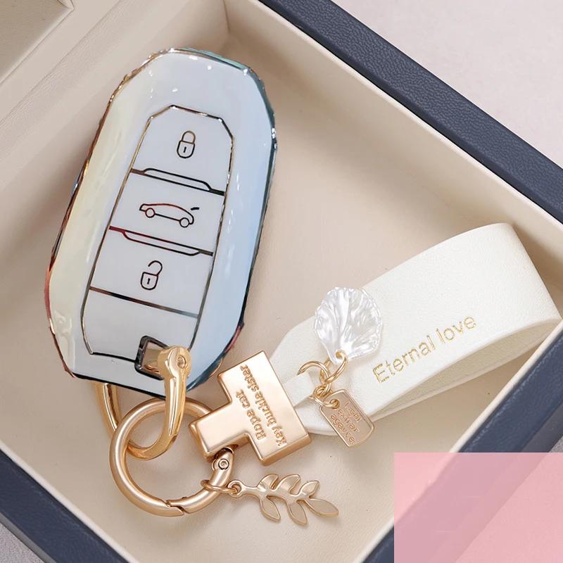 

Key Case for Car Shell Cover Holder Car Key Fob Case 5008 DS5 DS6 For Peugeot 208 DS3 For Citroen C4 C5 X7 TPU Smart Remote Key