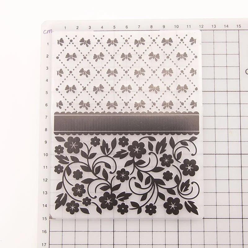 3D Embossed Folder for DIY Relief Craft Making Bowknot Flower Pattern Background Greeting Card Scrapbooking No Stamp Metal
