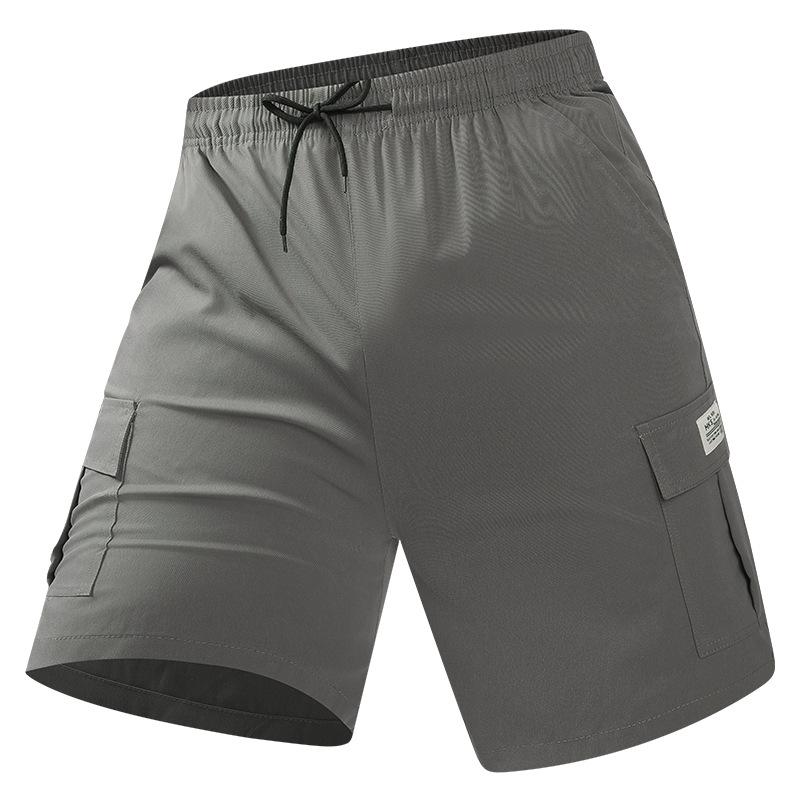 Men s Grey Cargo Shorts Elastic Waist Drawstring Casual Summer Bottoms S серый
