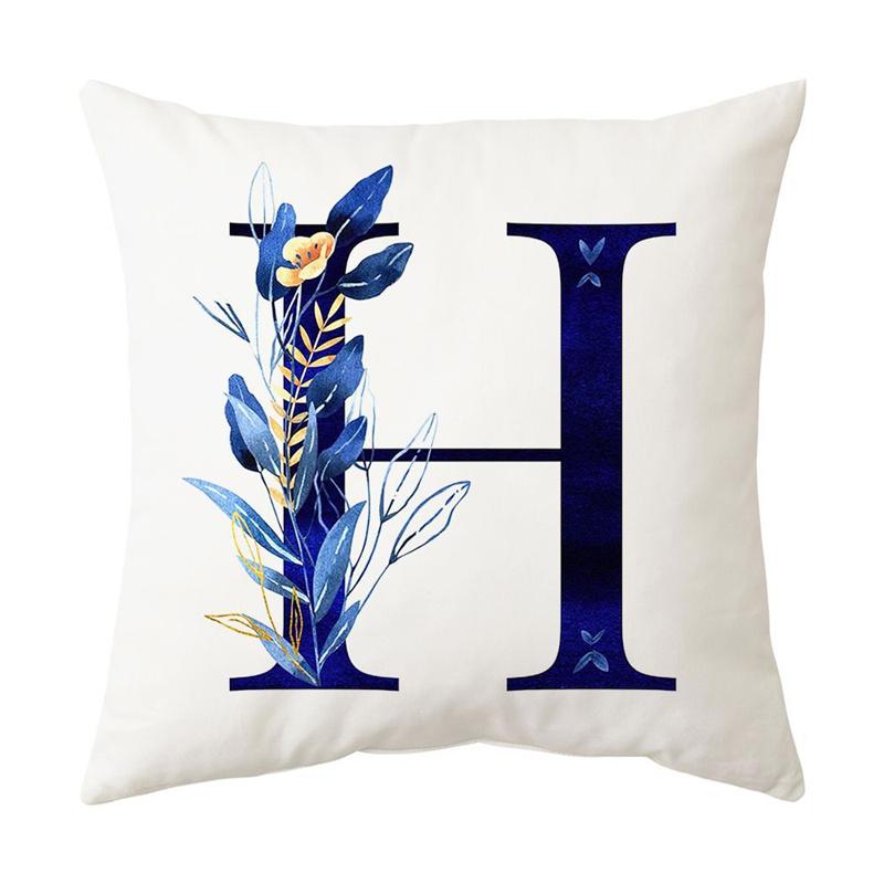 Blue Letter Printing Pillowcase Home Living Room Sofa Car Bedroom Decorative Pillowcase Pillowcase