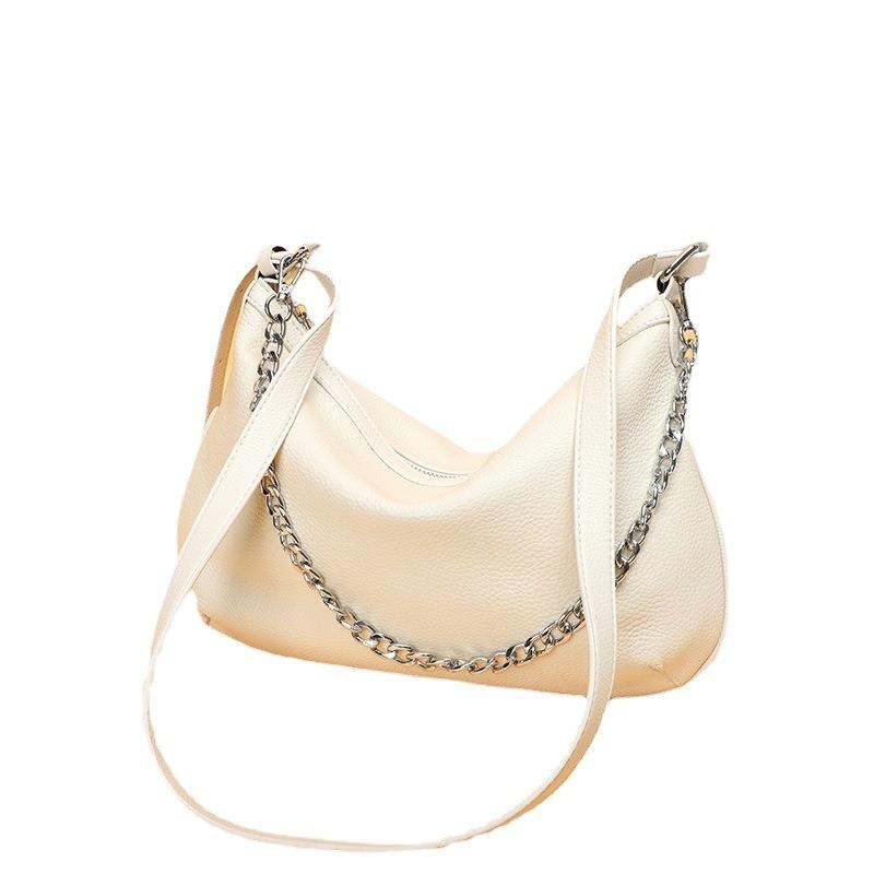 Lychee Pattern Chain Crossbody Bag OEM Large Capacity Soft Leather Shoulder Armpit Bag
