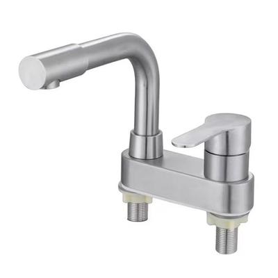 Bathroom Basin Faucet Cold And Hot Mixer Tap Bathroom Sink Faucet Deck Mounted Dual Hole Stainless Steel Bathtubs Mixer
