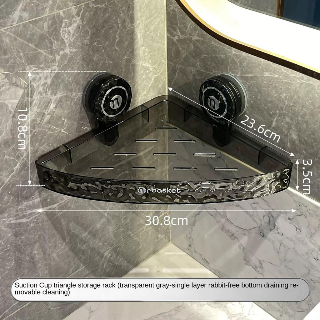 Bathroom Suction Cup Triangle Storage Rack Without Punching Wall-mounted Shelf Bathroom Toilet Washbasin Corner Storage Rack