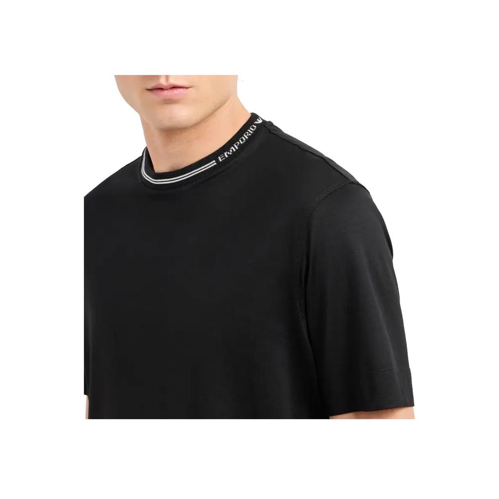 Emporio Armani Logo Letter Trim Round Neck Short Sleeve T-Shirt Men T-shirts Black 6D1T95-1JOSZ-0999