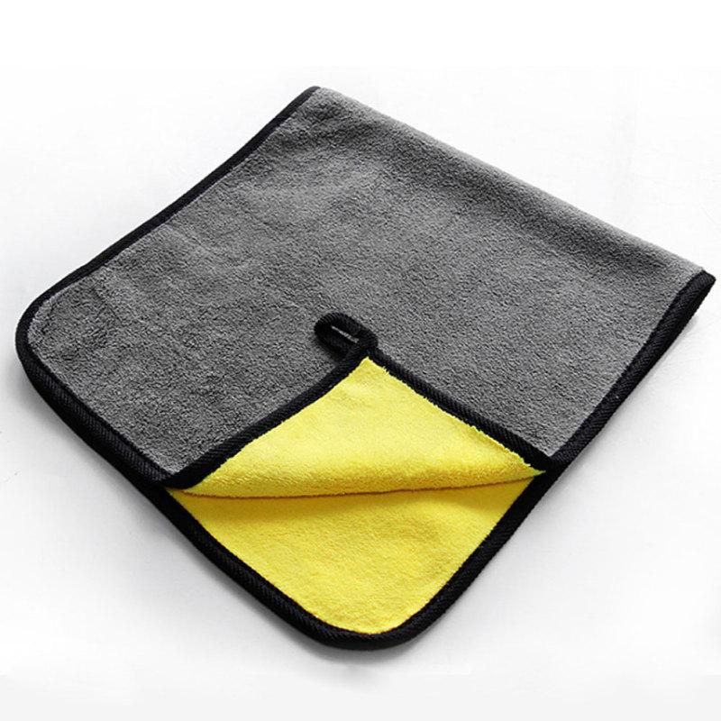 

Рушник з мікрофібри для мийки автомобіля Тканина для сушіння автомобіля для чищення автомобіля Підшивка тканини для догляду за автомобілем Деталізований рушник для мийки автомобіля 30*60cm сірий колір/жовтий