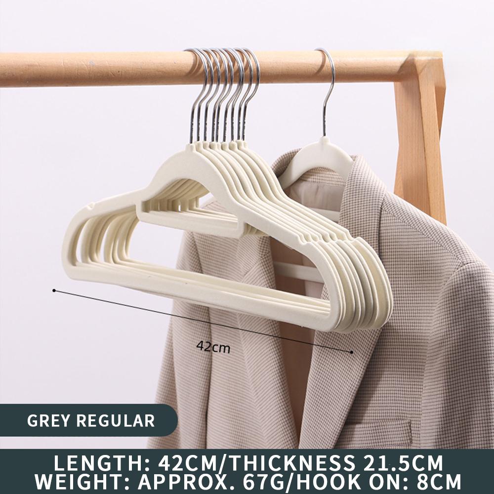 10 шт 42 см бесшовная флокированная новая золотая вешалка для флокирования с крючками для сухого и влажного хранения в шкафу для взрослых Magic Hanger белый 1736₽