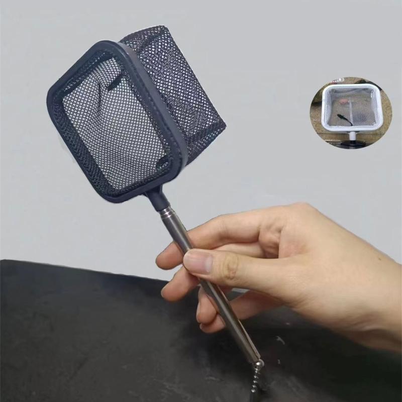 Fish Net for Fish Tanks Telescopic Rod with Removable Head for Catching Shrimp, Fish Commercial Use with Suction Cup