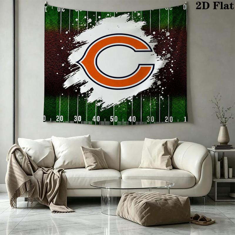 Chicago Bears Wall Tapestry Aesthetic Wall Hanging Printed Fabric Blanket Decorative Tapestries for Bedroom Living Room Home Decor