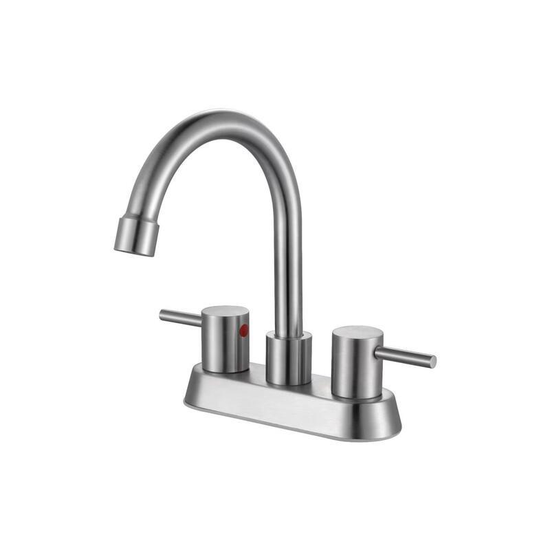 TLXT Brushed Stainless Steel Double Handle Basin Faucet