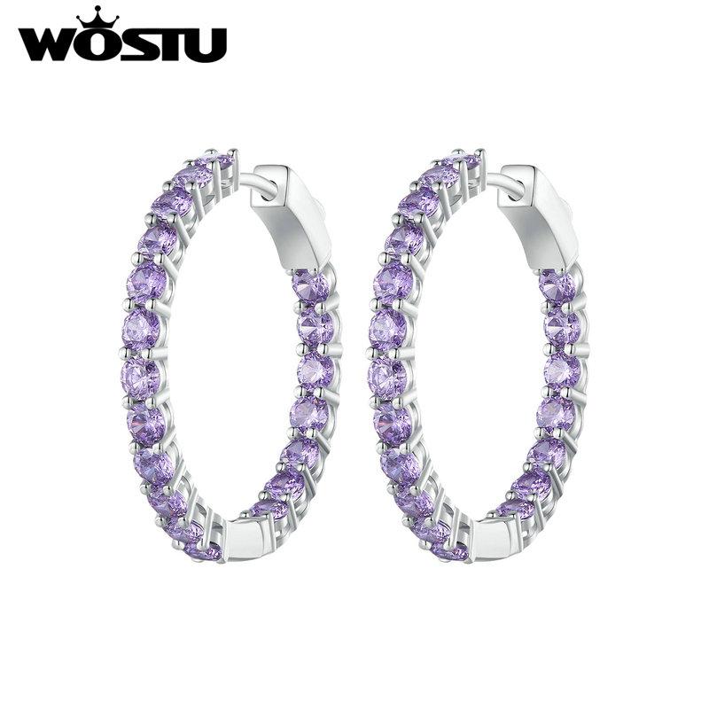 WOSTU Kruhové náušnice Velké kulaté kruhové náušnice Dainty Halo CZ Dámské náušnice