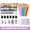 12 Farben Wasserbasierte Körperfarbe Strich Regenbogen Split Cakes Gesichtsmalerei Set mit 18 Pinseln Finger Schwamm und Schablone