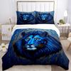 Set Biancheria da Letto Leone Blu 3 Pezzi - 1 Copripiumino + 2 Federe(Nucleo non incluso), Poliestere Lavabile in Lavatrice yy251216103