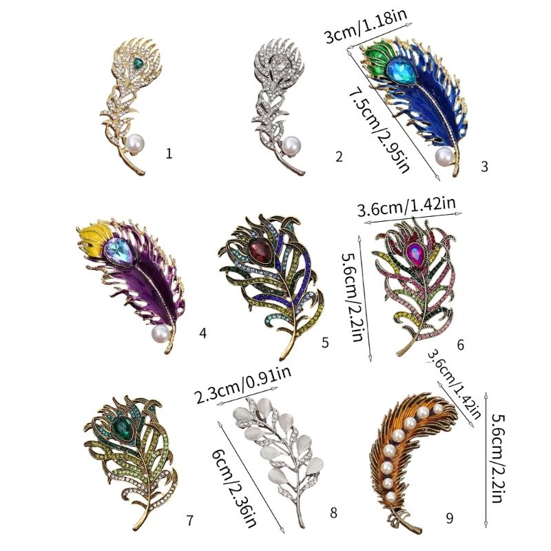 Vintage Style Peacocks Feather Brooch With Shimmering Rhinestones For Formal Event Fashion Clothing Accessories
