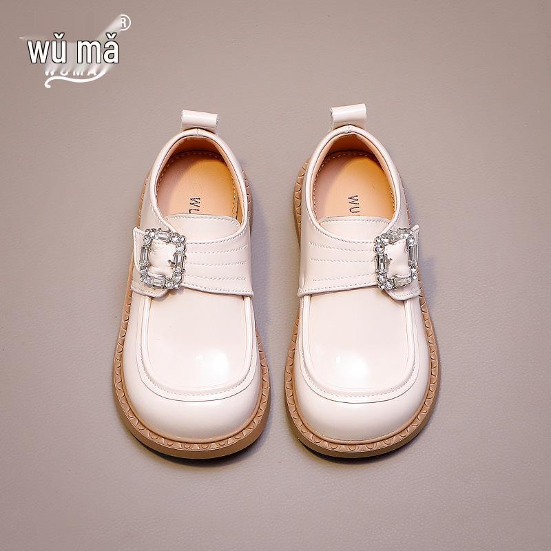 

Wuma Girls 2025 Soft Sole Leather Princess Shoes for Children - New Spring & Autumn Collection. Size 30, Length 19.4cm брудно-білий