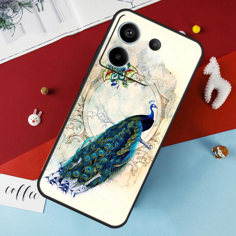 Bird Peacock Feather Case For Xiaomi Redmi Note 14 12 11 10 13 Pro 15 Pro Plus Redmi 15 14C 10C 12C 13C 15C Cover