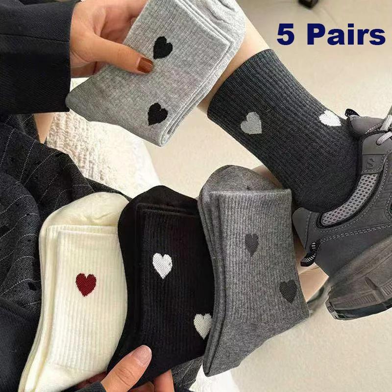 Women's Cute Heart Shaped Mid Tube Socks Spring and Autumn New Ins Trendy Trendy Versatile High Beauty Duty Series Socks Dot