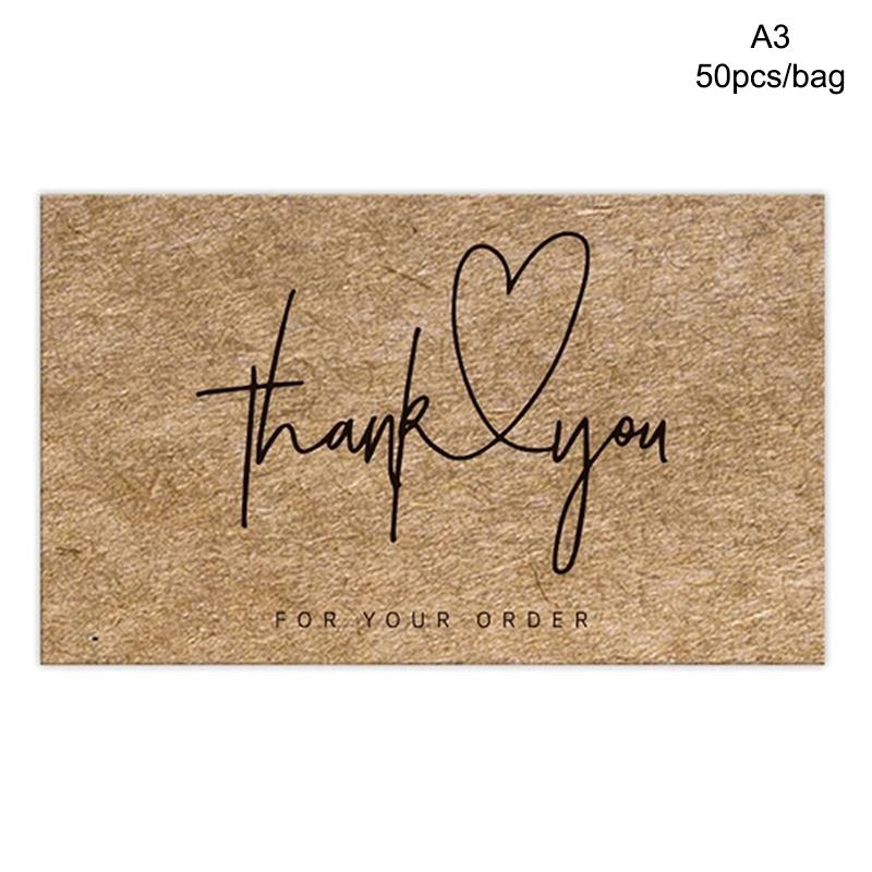 50/100/500ST Tack för din beställning Affärskort Shopping Köp Tack Hälsningskort Uppskattningskort För Små Företag