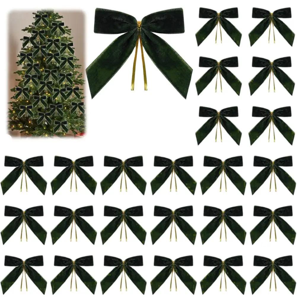24piece Velvet Christmas Wreath Bow Decorations Festive Ornaments For Christmas Tree Hanging Christmas Party Decoration 9x9 T8U5