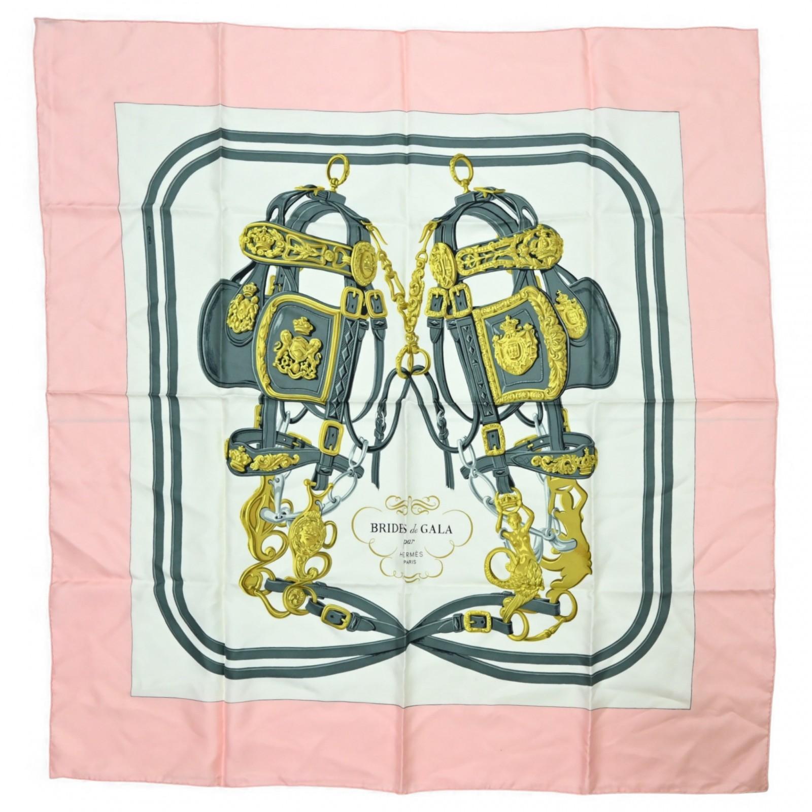 

Auth HERMES Carre 90 Scarf Brides de Gala Silk he9713jg Used