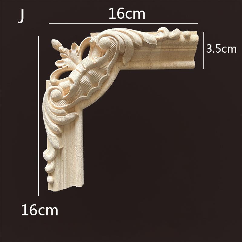 Wood Applique Corner Natural Floral Wood Carved Figurine Craft Home Decoration Accessories Background Wall Decoration Decal