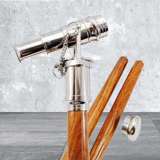 Solid Brass Nautical Antique Telescope Walking Stick  Fordable Rosewood Cane  Steampunk Style For Gift