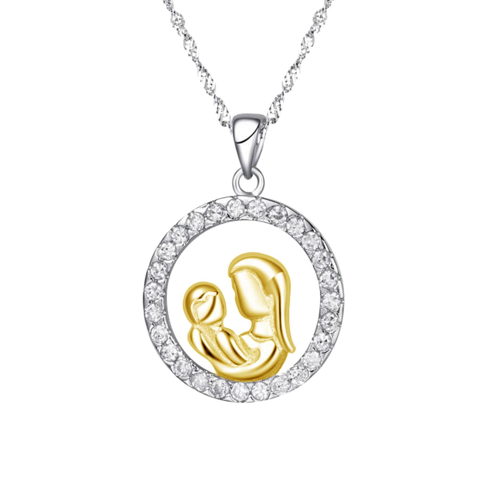 Mothers Day Necklace With Round Zircon For Women Classic Design Hypo-allergenic Jewelry Gift
