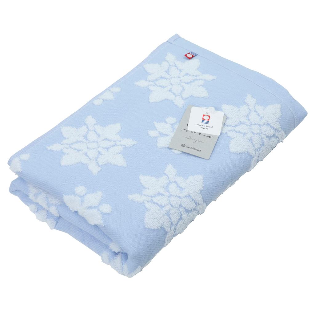 Nishikawa Bath Towel, 60x120cm, 100% Cotton, Imabari-Made, "Happy Imabari Gauze Gardenia," Blue, Made in Japan, TT11301000