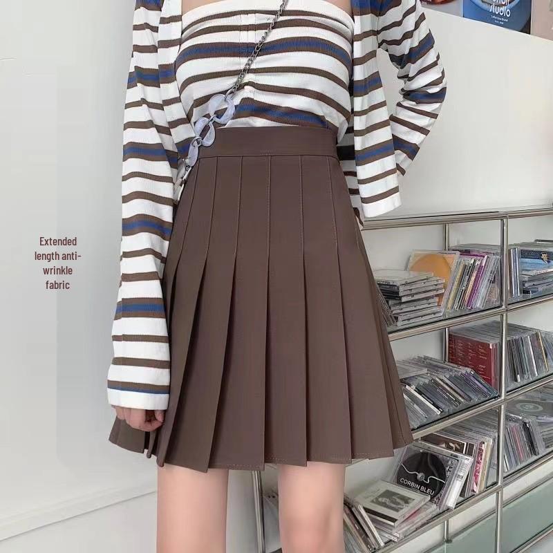 Damen Hoher Taillen A-Linien Faltenkurzrock - Herbst/Winter College-Stil mit Eingebauter Anti-Exposure-Funktion