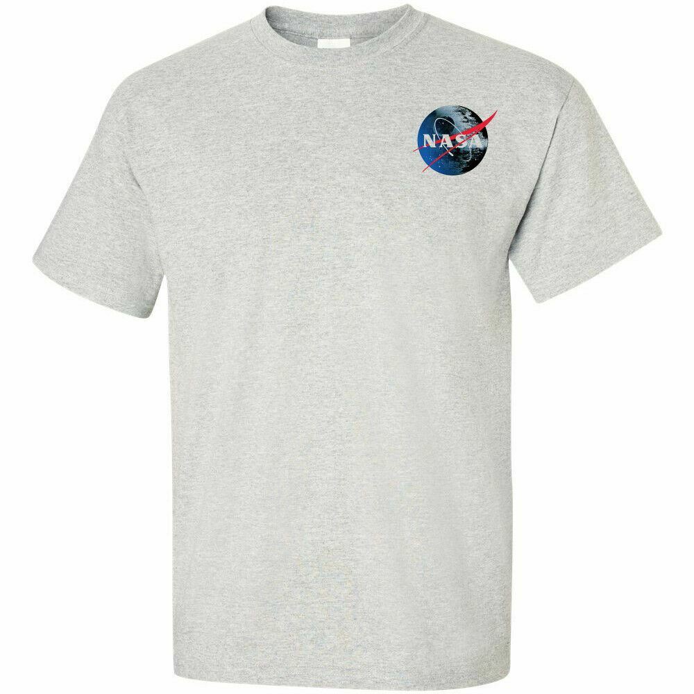 NASA Death Star Small Chest Logo T-shirt Space Shuttle Astronaut UFO Mars Tee S