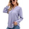 Sommer Damen T-Shirt Einfarbig Chiffon Hemd Lose V-Ausschnitt Pullover Langarm Top Shirt