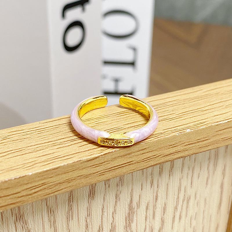 Xiaoxiangfeng Enamel Dripping Oil Opening Ring, High-End Sense, Fashion Niche Temperament, Light Luxury Index Finger Ring, Female