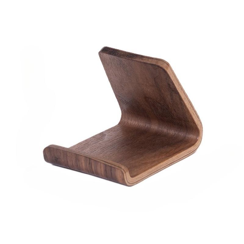 1Pc Walnut Mobile Phone Holder, Desktop Gift, Lazy Wooden Universal Portable Two-in-one Pole Mobile Phone Holder, Wooden.